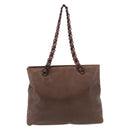 PRADA Chain Tote Bag Leather Brown Auth ep10406-13