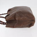 PRADA Chain Tote Bag Leather Brown Auth ep10406-4