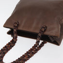 PRADA Chain Tote Bag Leather Brown Auth ep10406-6