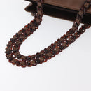 PRADA Chain Tote Bag Leather Brown Auth ep10406-7