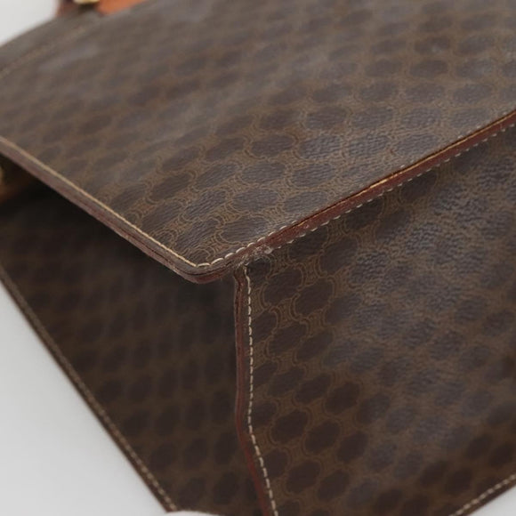 CELINE Macadam Canvas Hand Bag PVC Leather Brown Gold Auth ep10408