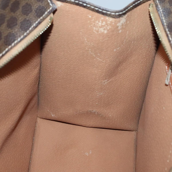 CELINE Macadam Canvas Hand Bag PVC Leather Brown Gold Auth ep10408