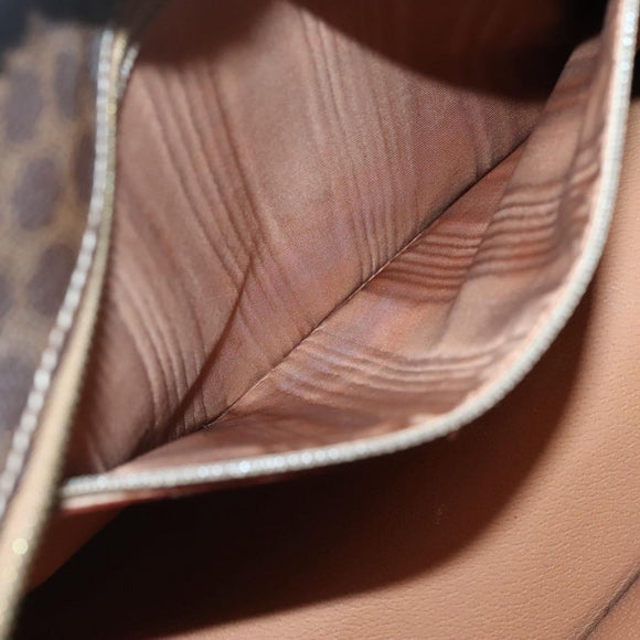 CELINE Macadam Canvas Hand Bag PVC Leather Brown Gold Auth ep10408