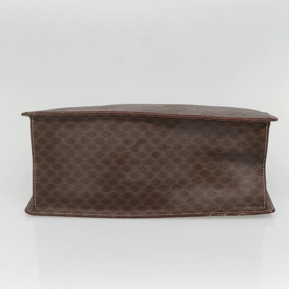 CELINE Macadam Canvas Hand Bag PVC Leather Brown Gold Auth ep10408