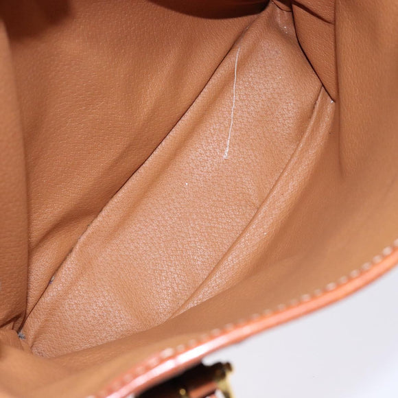 CELINE Macadam Canvas Hand Bag PVC Leather Brown Gold Auth ep10409