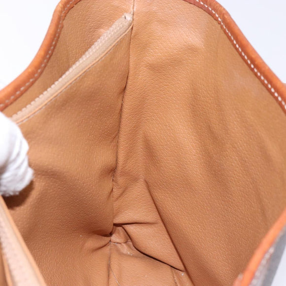 CELINE Macadam Canvas Hand Bag PVC Leather Brown Gold Auth ep10409