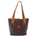 CELINE Macadam Canvas Hand Bag PVC Leather Brown Gold Auth ep10409-13