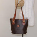 CELINE Macadam Canvas Hand Bag PVC Leather Brown Gold Auth ep10409-22