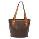 CELINE Macadam Canvas Hand Bag PVC Leather Brown Gold Auth ep10409-2