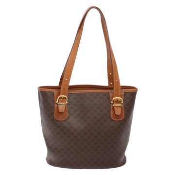 CELINE Macadam Canvas Hand Bag PVC Leather Brown Gold Auth ep10409 - 0