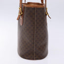 CELINE Macadam Canvas Hand Bag PVC Leather Brown Gold Auth ep10409-3