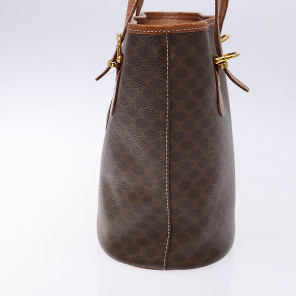 CELINE Macadam Canvas Hand Bag PVC Leather Brown Gold Auth ep10409