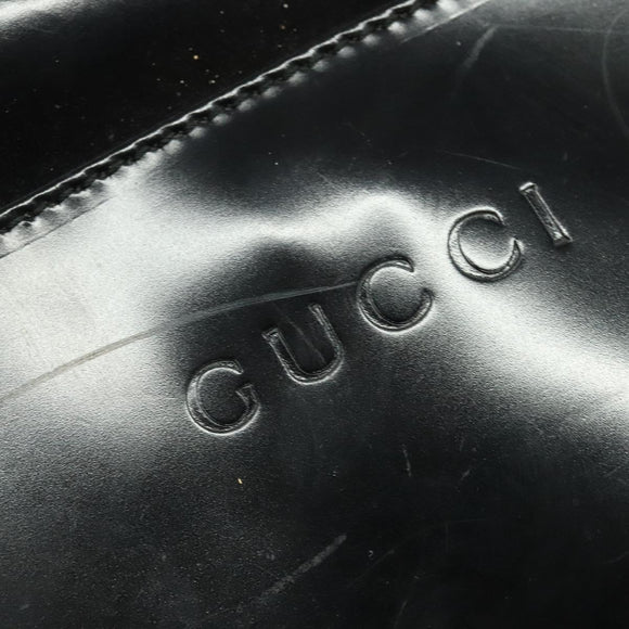 GUCCI Shoulder Bag Patent leather Black Silver Auth ep10410