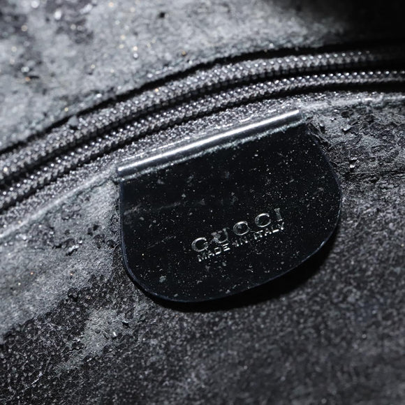 GUCCI Shoulder Bag Patent leather Black Silver Auth ep10410