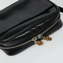 GUCCI Shoulder Bag Patent leather Black Silver Auth ep10410-6