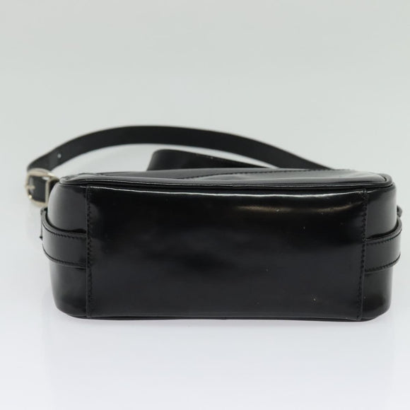 GUCCI Shoulder Bag Patent leather Black Silver Auth ep10410