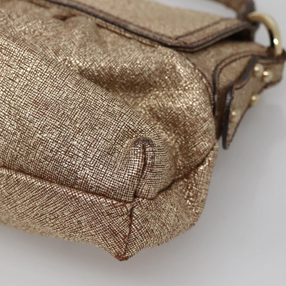 FENDI Shoulder Bag Leather Gold Auth ep10421