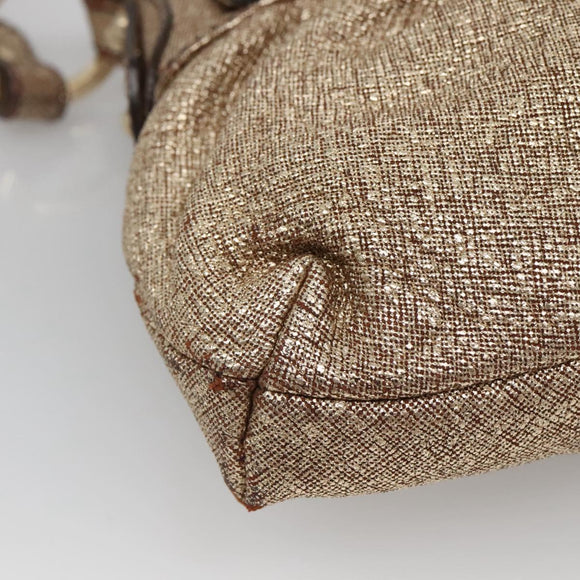 FENDI Shoulder Bag Leather Gold Auth ep10421