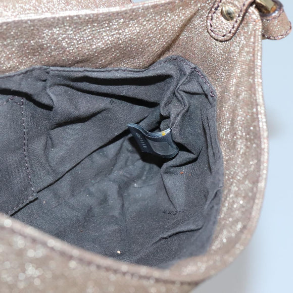 FENDI Shoulder Bag Leather Gold Auth ep10421