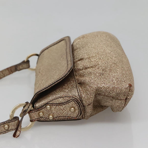 FENDI Shoulder Bag Leather Gold Auth ep10421