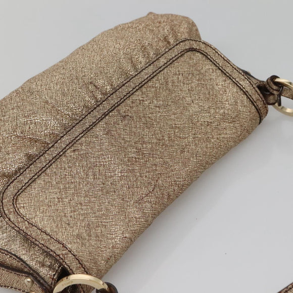 FENDI Shoulder Bag Leather Gold Auth ep10421