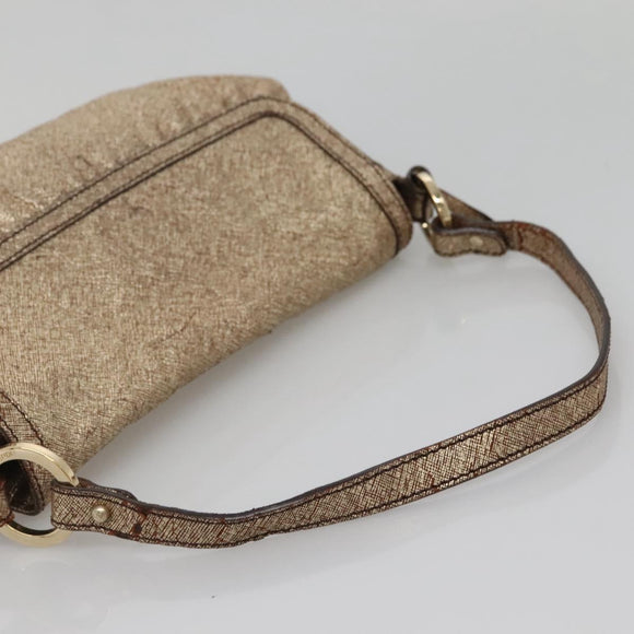 FENDI Shoulder Bag Leather Gold Auth ep10421