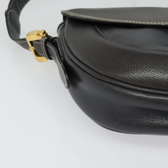 LOEWE Anagram Shoulder Bag Leather Green Gold Auth ep10432