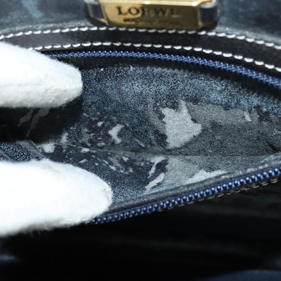 LOEWE Anagram Shoulder Bag Leather Green Gold Auth ep10432