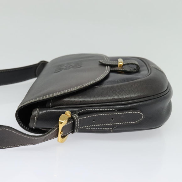 LOEWE Anagram Shoulder Bag Leather Green Gold Auth ep10432