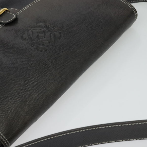 LOEWE Anagram Shoulder Bag Leather Green Gold Auth ep10432