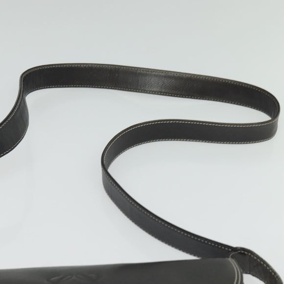 LOEWE Anagram Shoulder Bag Leather Green Gold Auth ep10432