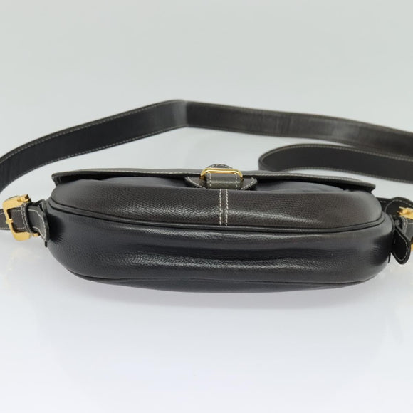 LOEWE Anagram Shoulder Bag Leather Green Gold Auth ep10432