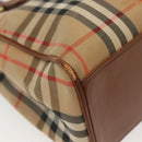 Burberrys Nova Check Hand Bag Canvas Gold Beige Auth ep10436-14