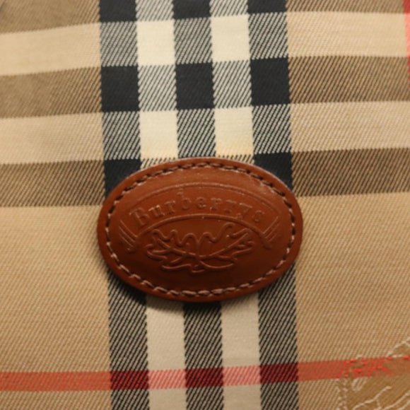 Burberrys Nova Check Hand Bag Canvas Gold Beige Auth ep10436