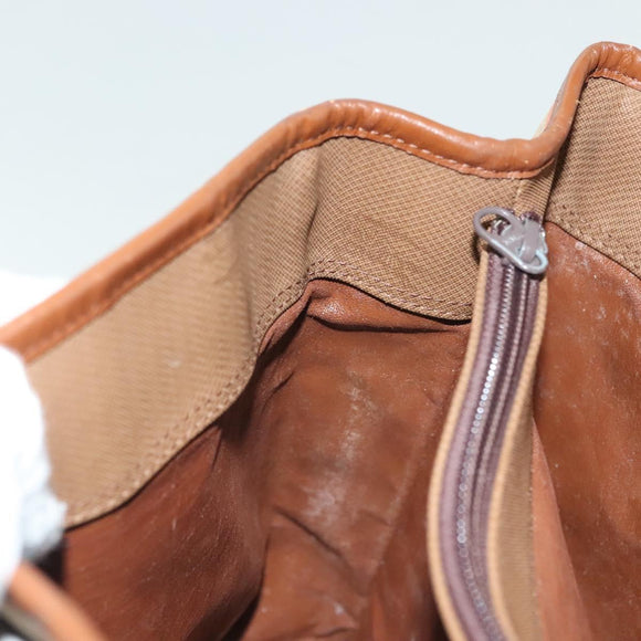 Burberrys Nova Check Hand Bag Canvas Gold Beige Auth ep10436