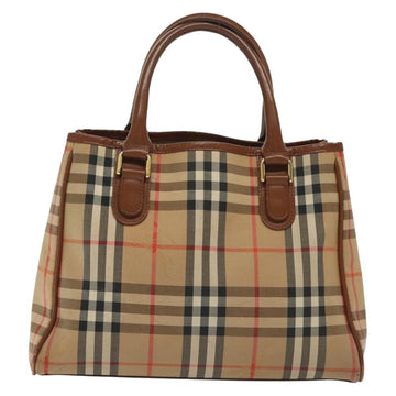 Burberrys Nova Check Hand Bag Canvas Gold Beige Auth ep10436 - 0