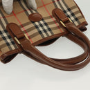 Burberrys Nova Check Hand Bag Canvas Gold Beige Auth ep10436-6