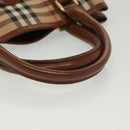 Burberrys Nova Check Hand Bag Canvas Gold Beige Auth ep10436-7