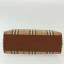 Burberrys Nova Check Hand Bag Canvas Gold Beige Auth ep10436-5