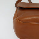 CELINE Shoulder Bag Leather Brown Gold Auth ep10441-14