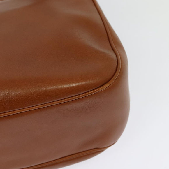 CELINE Shoulder Bag Leather Brown Gold Auth ep10441