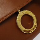 CELINE Shoulder Bag Leather Brown Gold Auth ep10441-17