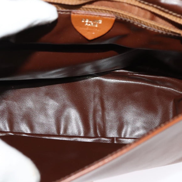 CELINE Shoulder Bag Leather Brown Gold Auth ep10441