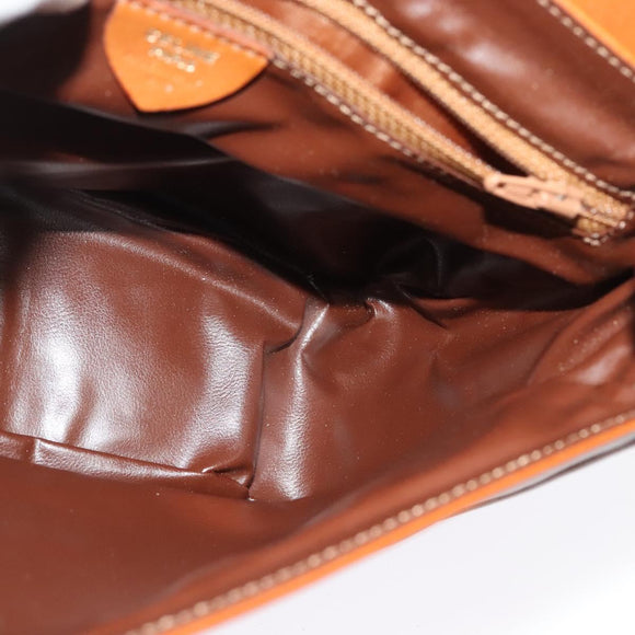 CELINE Shoulder Bag Leather Brown Gold Auth ep10441