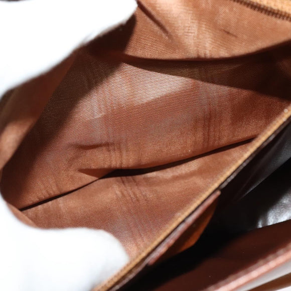 CELINE Shoulder Bag Leather Brown Gold Auth ep10441