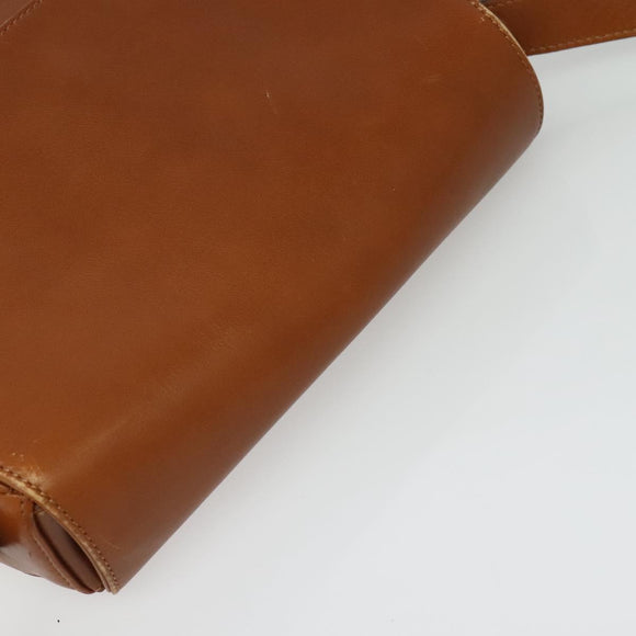 CELINE Shoulder Bag Leather Brown Gold Auth ep10441