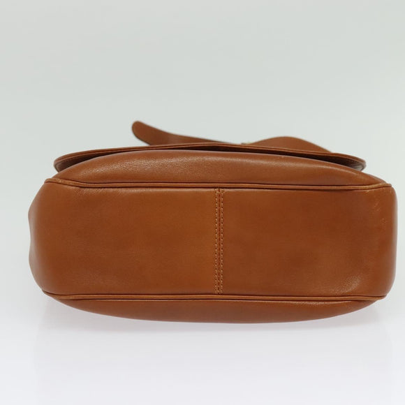 CELINE Shoulder Bag Leather Brown Gold Auth ep10441