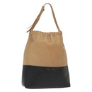 CELINE Hand Bag Leather Beige Gold Auth ep10443-1