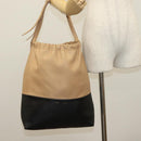 CELINE Hand Bag Leather Beige Gold Auth ep10443-21