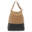 CELINE Hand Bag Leather Beige Gold Auth ep10443-2